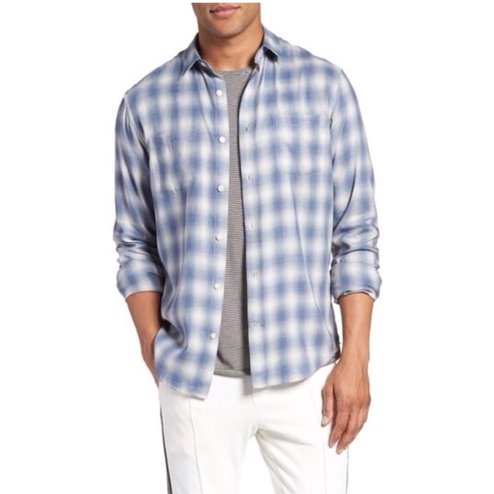 Vince Shadow Plaid Slim Fit Sport Shirt